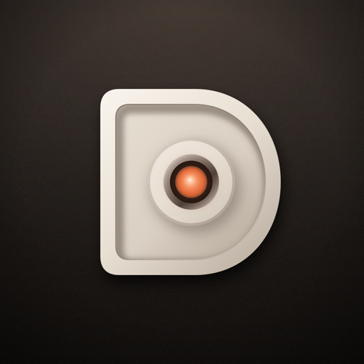 The Dynorep app icon: a capital D shaped like a weight plate, with an ember glowing in the bar hole